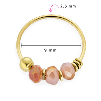 14K Yellow Gold Gemstone Pink Quartz Septum Nose Ring Earlobe Piercing