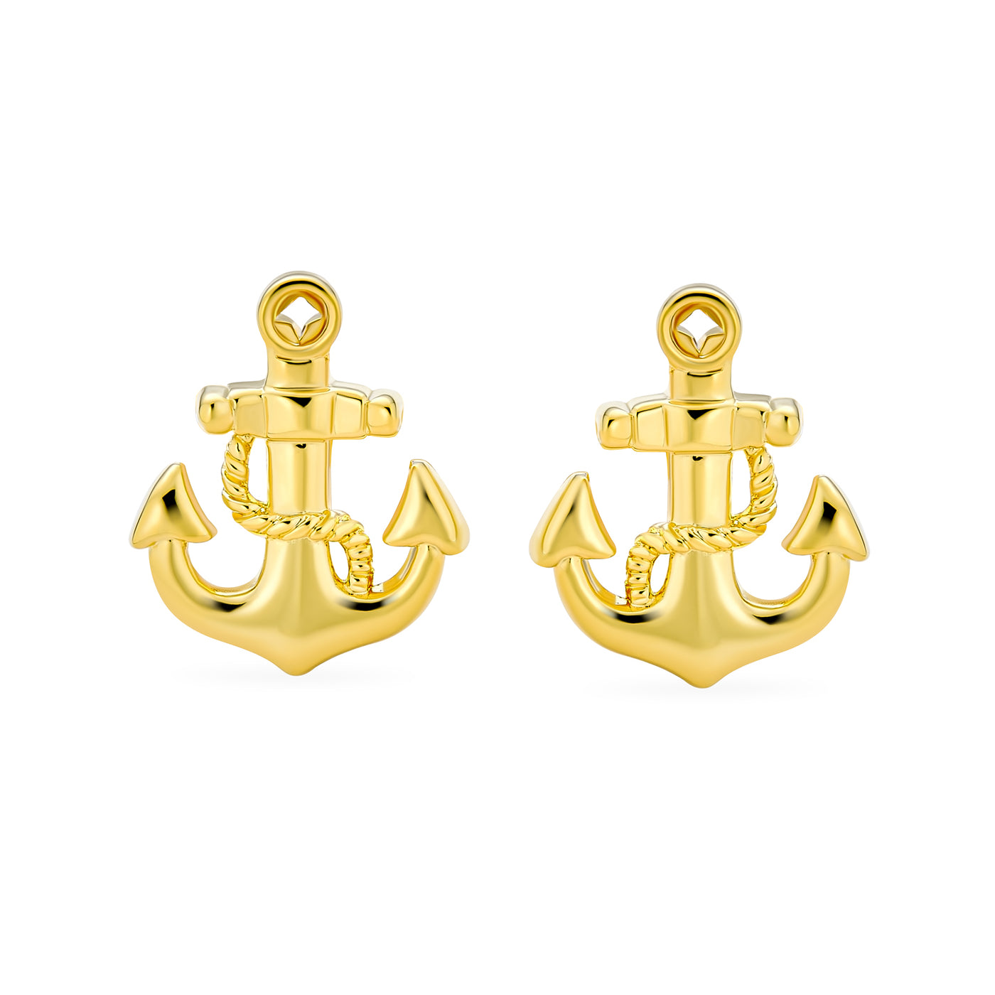 Nautical Anchor Rope Boater Sailor Shirt Cufflinks Gold Plated Steel