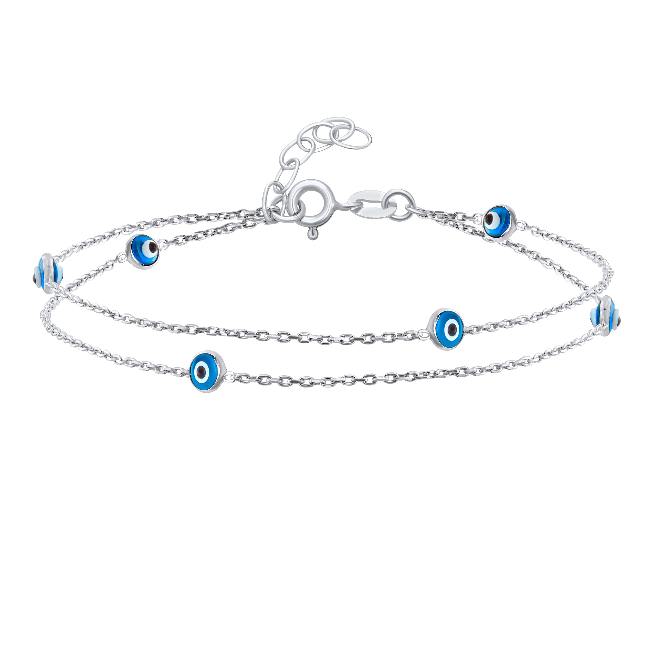 Bracelet De Cheville étoilé En Argent Sterling .925 - Chaîne Rolo, Extension Ajustable