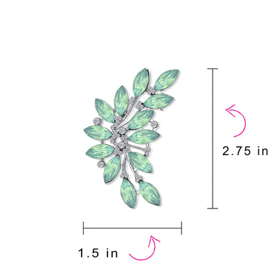 Fashion Large Aqua Green Marquise Crystal Statement Leaf Brooch Pin