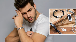 male model posing with jewelry