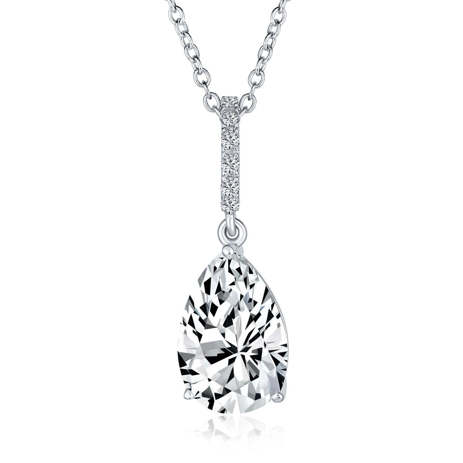 Dori CZ Teardrop Beaded Necklace- White