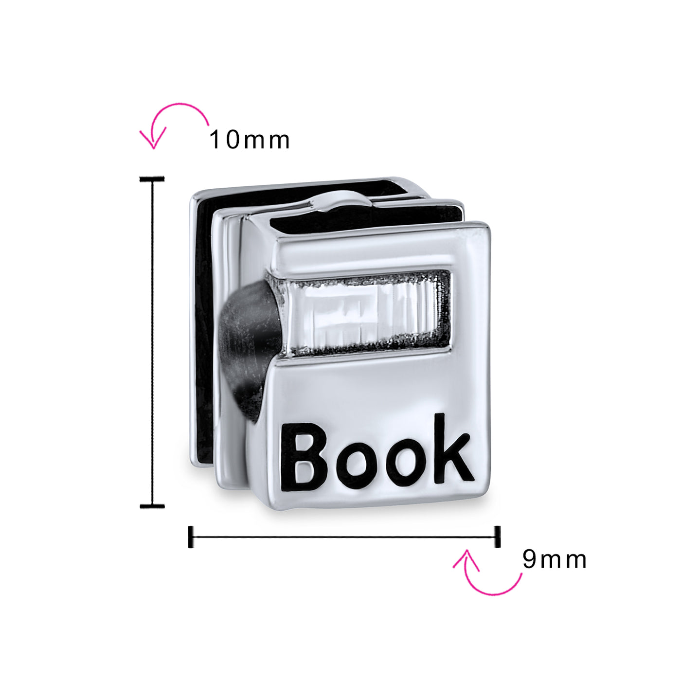 Graduate Student Word Book Worm Reader Books Charm .925 Sterling Silver