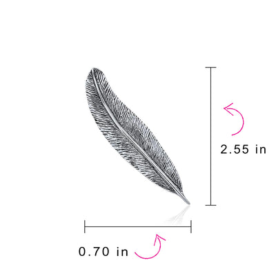 Western Jewelry Feather Leaf Pin Brooch Oxidized .925Sterling Silver