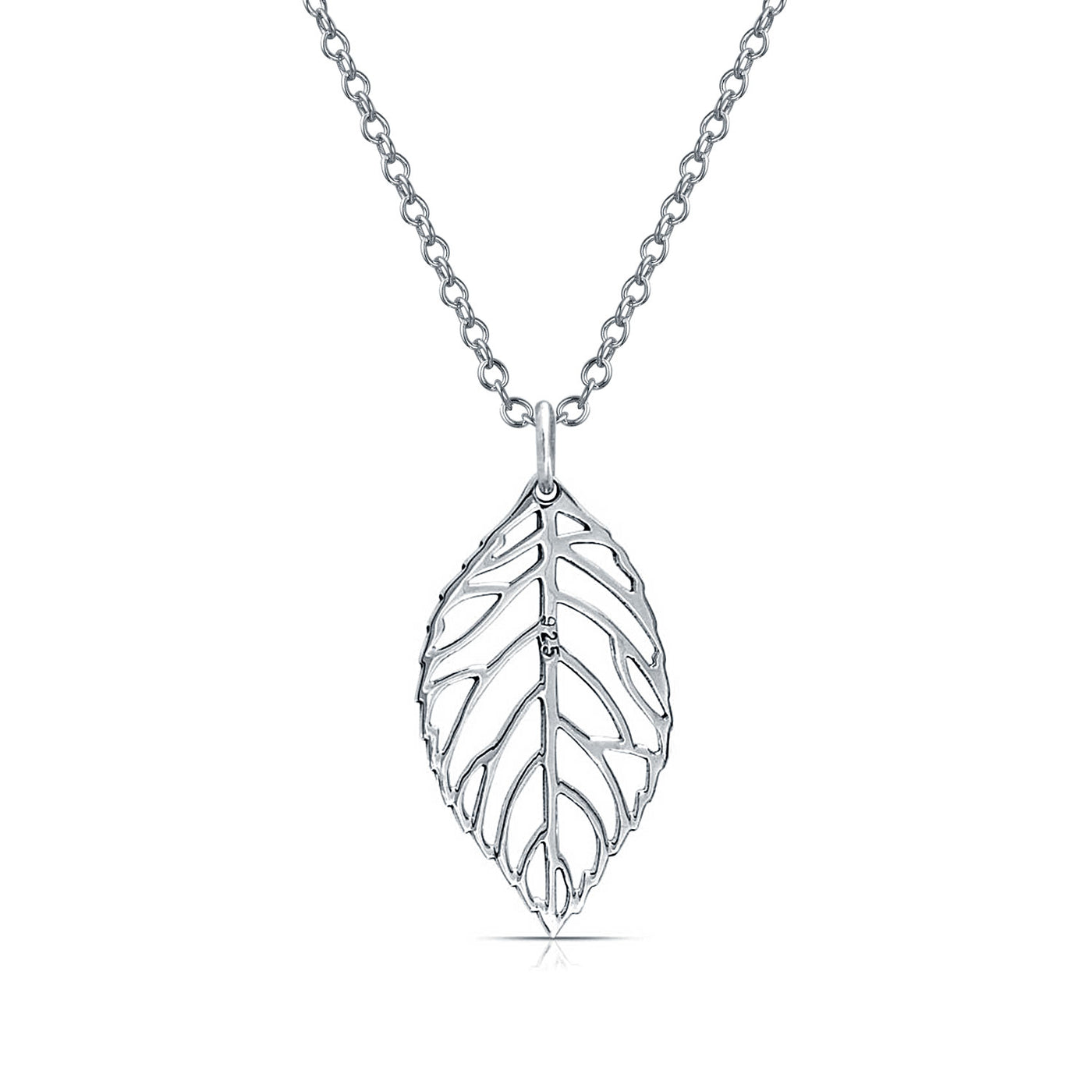 Western Jewelry Leaf Dangling Pendant Necklace .925 Sterling Silver