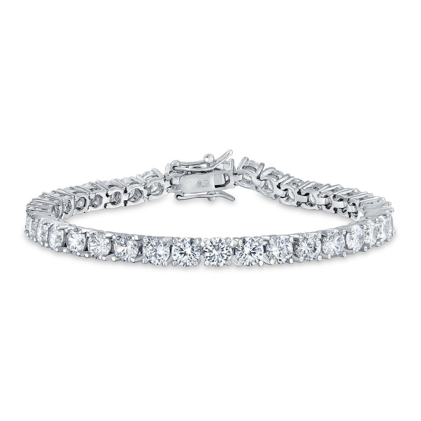 Bridal AAA CZ Solitaire Round Tennis Bracelet Sterling Silver 7.5-8"