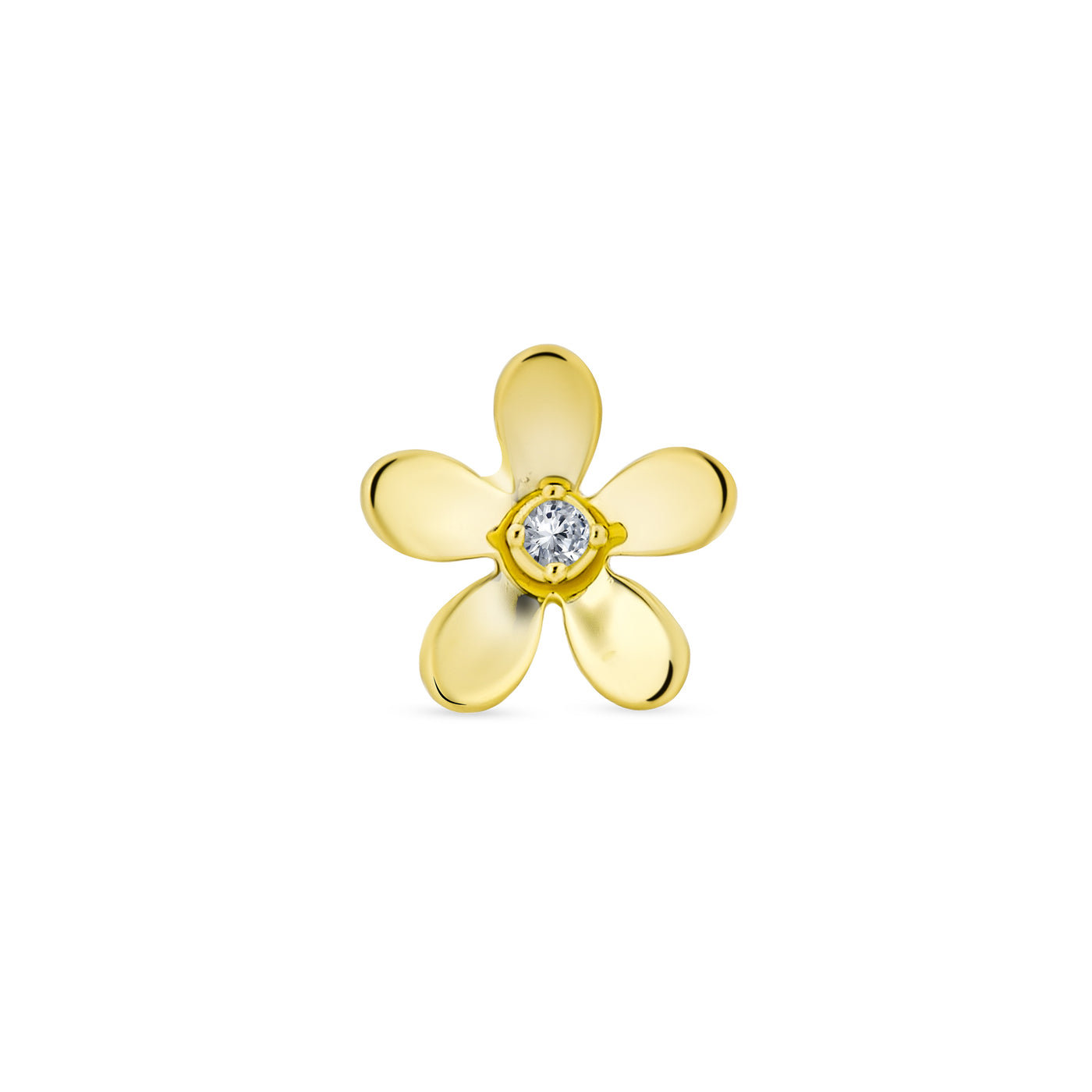 Tiny CZ Daisy Flower Cartilage 1 Piece Stud Earring 14K Gold