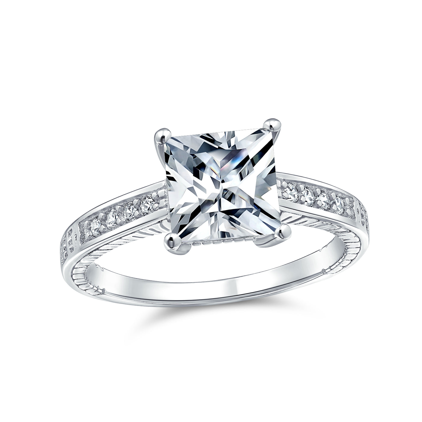 3CT Princess Cut Solitaire AAA CZ Engagement Ring .925 Sterling Silver