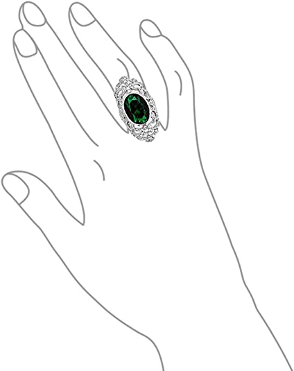 Green Armor Full Finger Ring Imitation Emerald CZ Silver Plated
