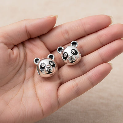 Set of 2 Koala Panda Charm Bead Two Tone Sterling Silver Fits European Bracelet