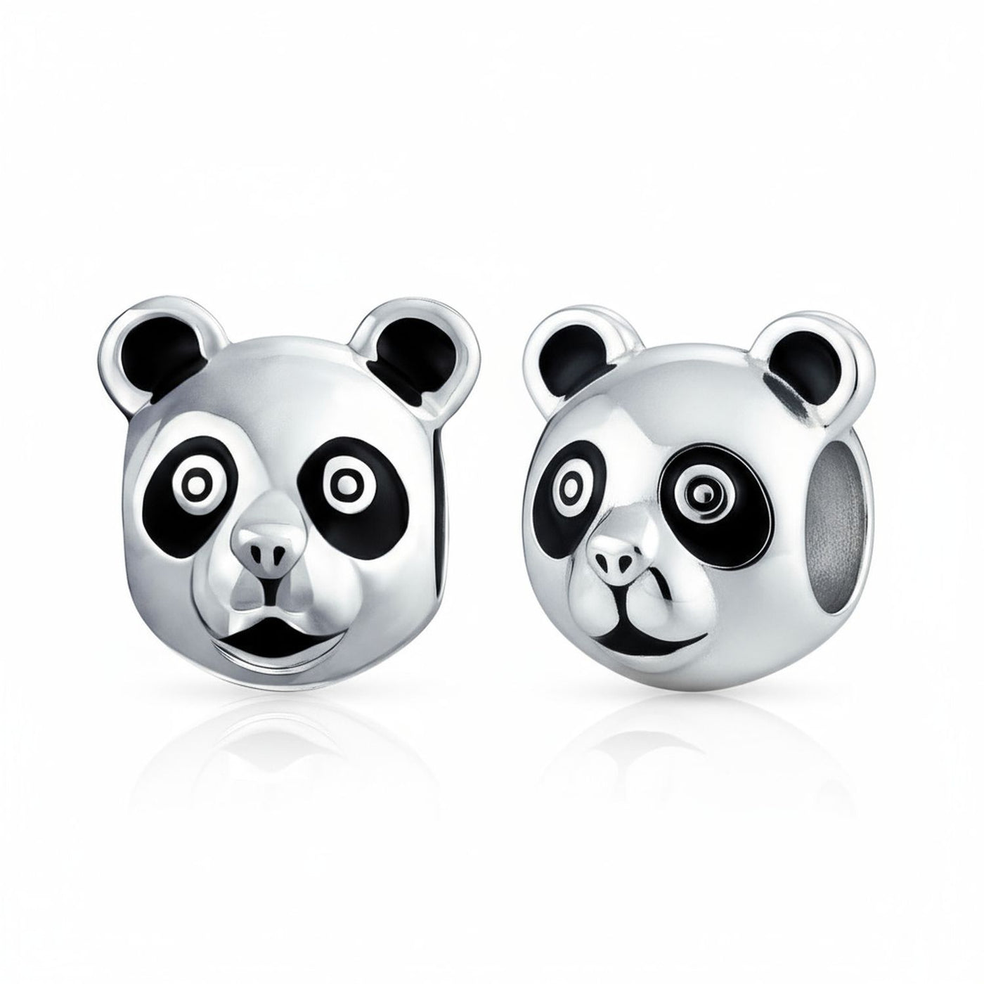 Set of 2 Koala Panda Charm Bead Two Tone Sterling Silver Fits European Bracelet