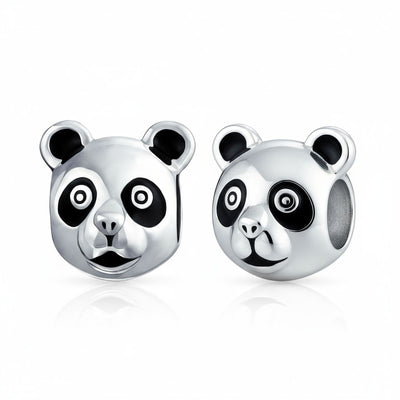 Set of 2 Koala Panda Charm Bead Two Tone Sterling Silver Fits European Bracelet