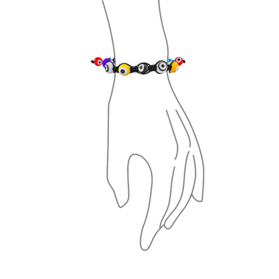 Unisex Amulet Multi-Color Evil Eye Macrame Strand Bracelet with 12mm Beads