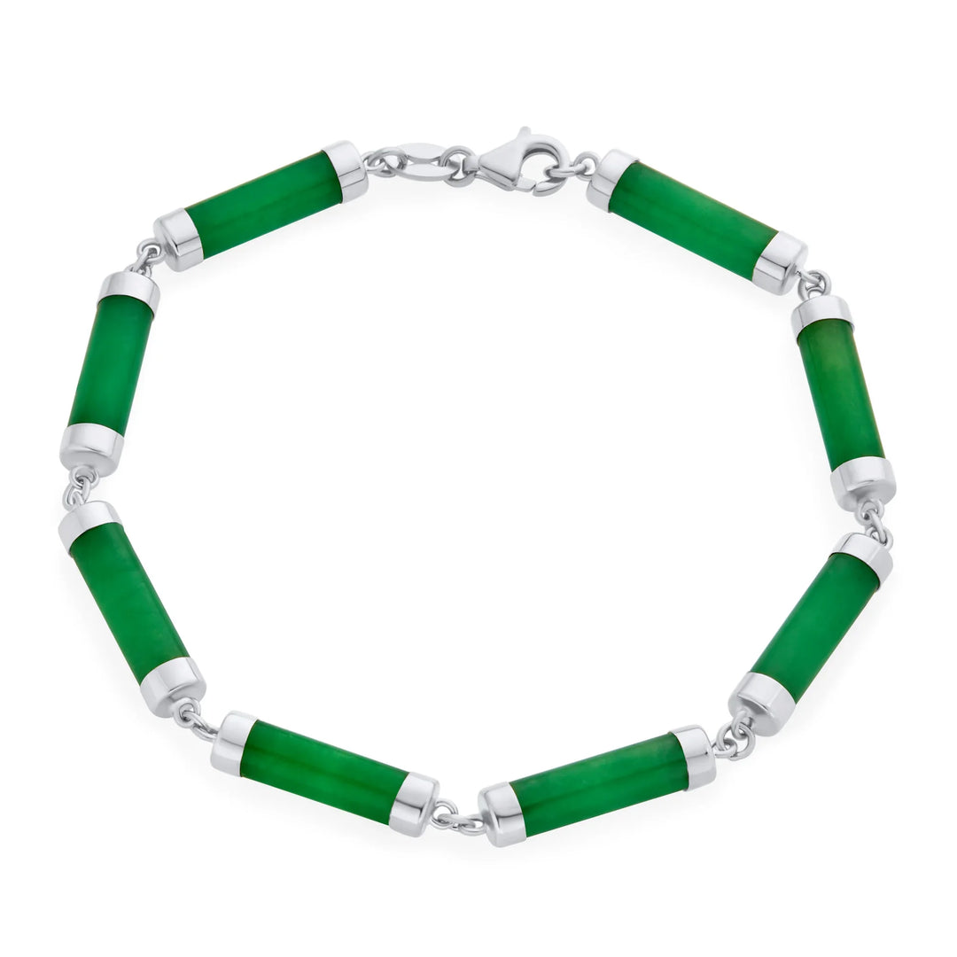 Asian Gemstone Light Green Jade Anklet Sterling Silver