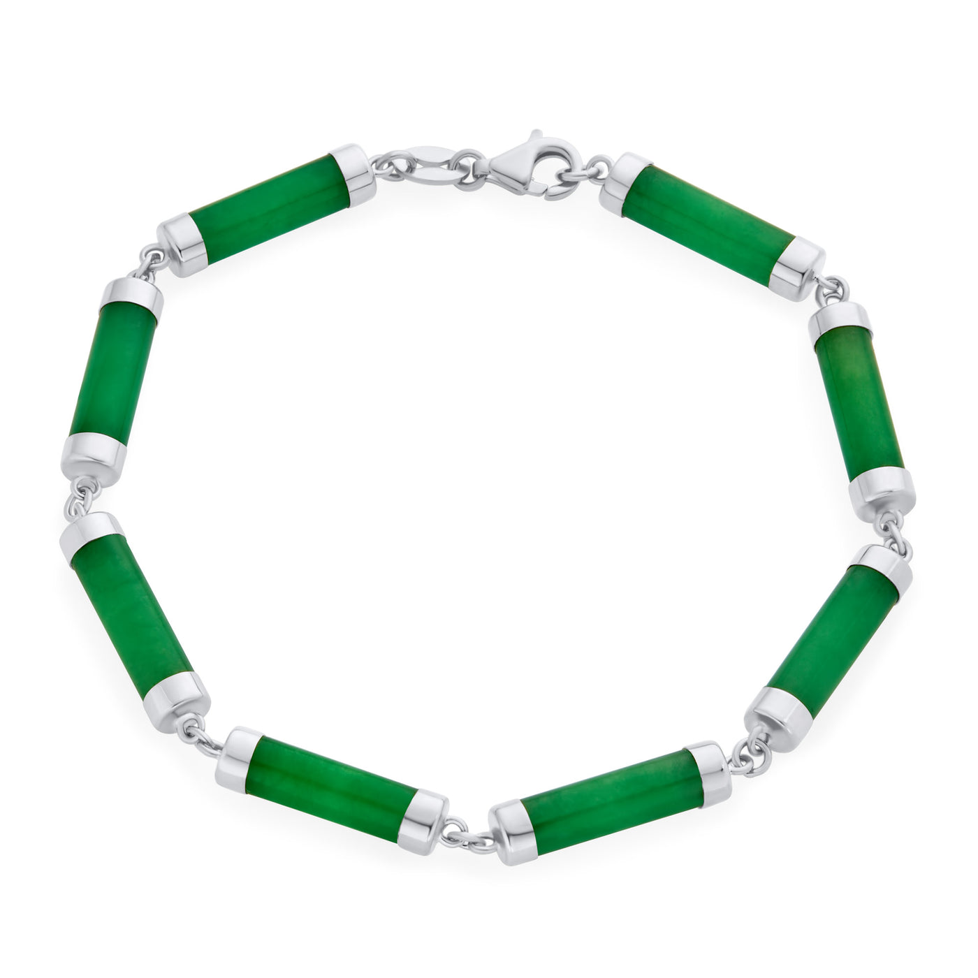 Gemstone Light Green Jade Bar Ankle Bracelet .925Sterling Silver 9"