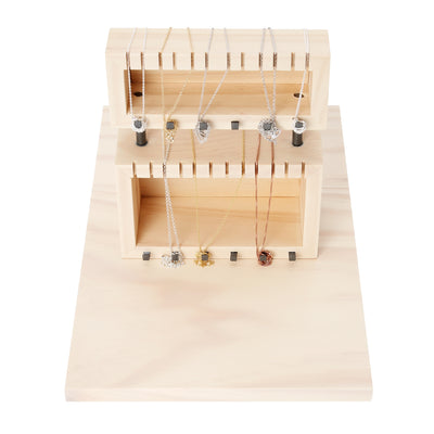 Wood 2-Tier Tangle Free Necklace Pendant Organizer Fixture Jewelry