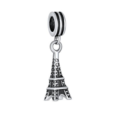Set of 2 London Travel Suitcase Luggage Paris Eiffel Tower Dangle Charm Bead