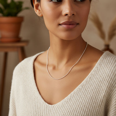 Strong Shot Bead Ball Sterling Silver Necklace for Men Nickel-Free Made in Italy