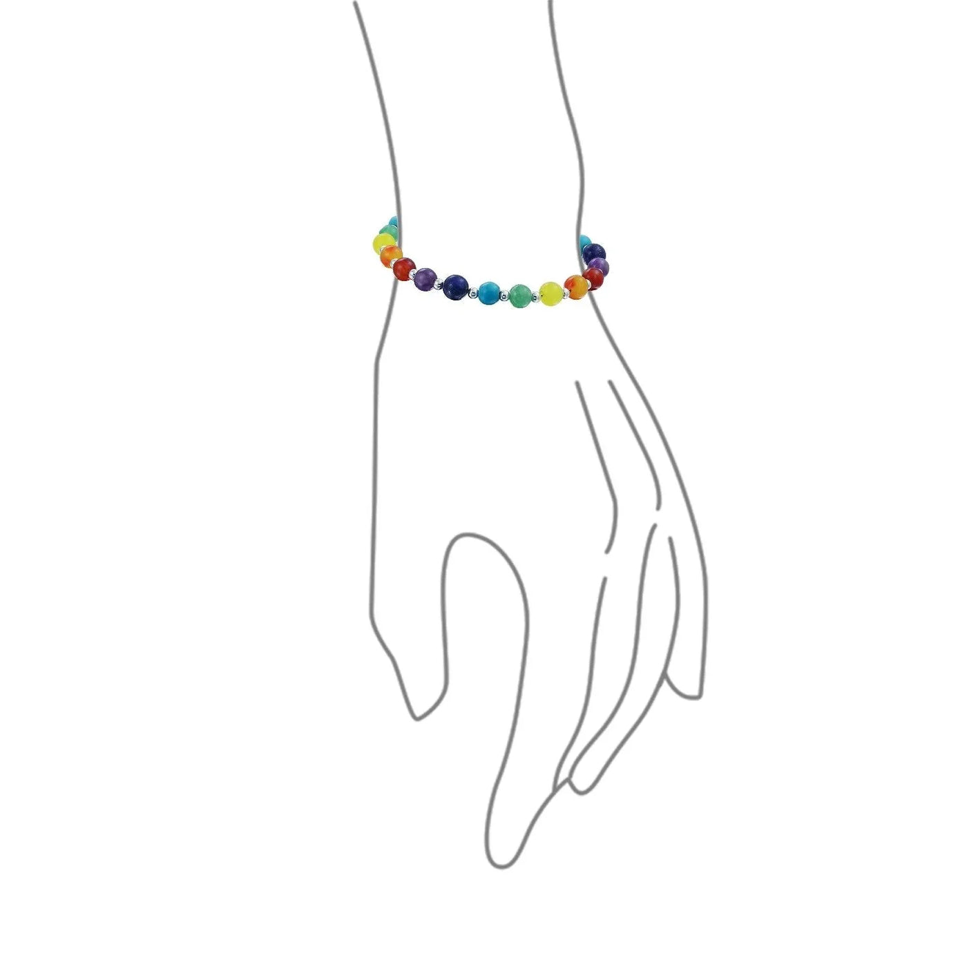 Multicolor Colorful Gemstone Chakra Beads Bracelet .925 Sterling Silver - Bling Jewelry