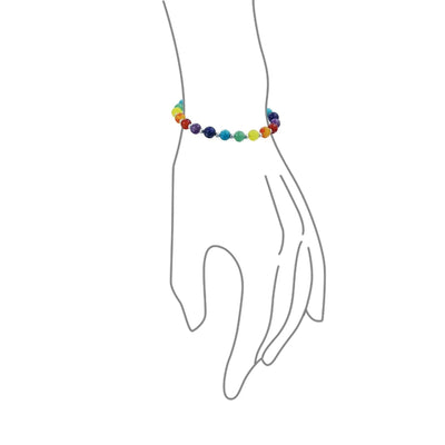 Multicolor Colorful Gemstone Chakra Beads Bracelet .925 Sterling Silver - Bling Jewelry