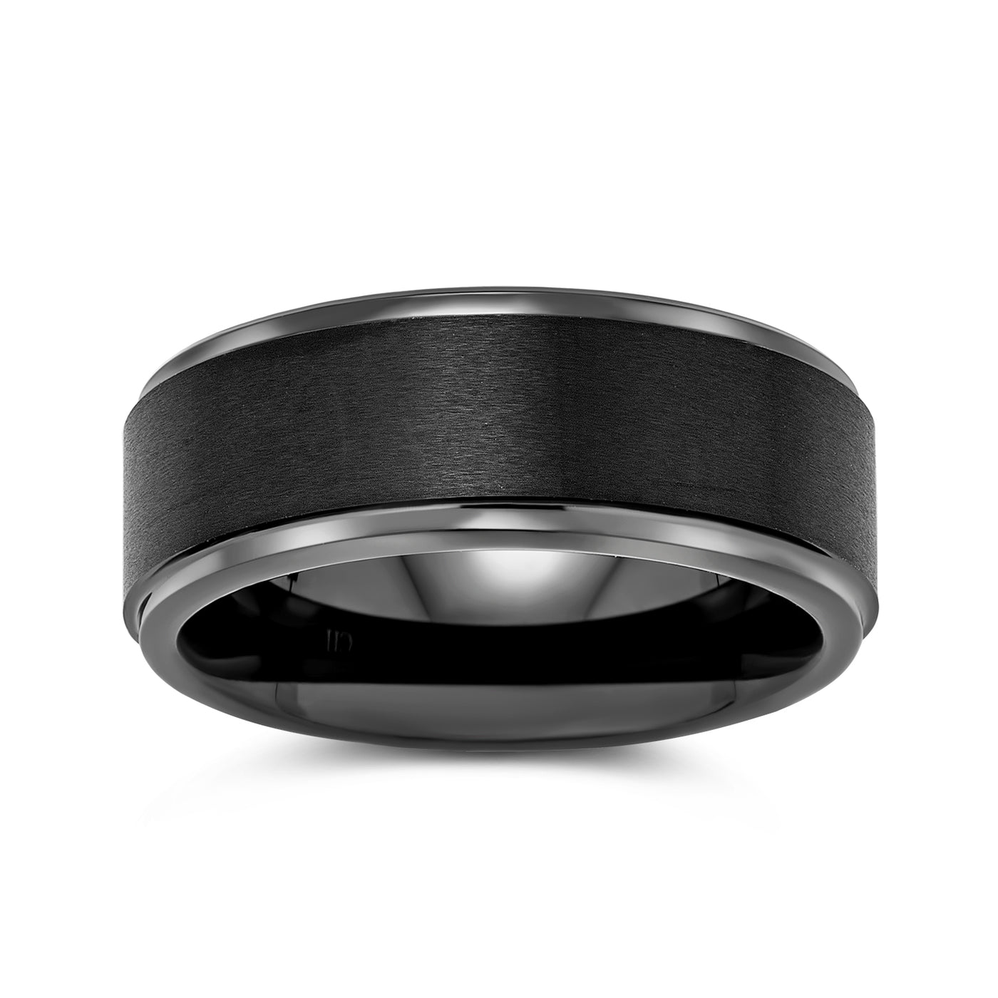 Plain Simple Beveled Edge Black Matte Titanium Wedding Band Ring 8MM Comfort Fit