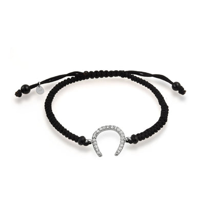 Good Luck Equestrian Strand Bracelet with Horseshoe and Cubic Zirconia - Bling Jewelry