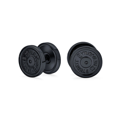Dumbbell Black Plated Faux Plugs Earrings Women 316L Steel 16G 12mm