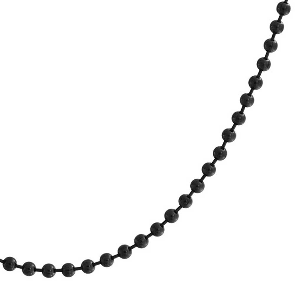 Black Shot Beaded Ball Chain Link 3MM Necklace Plated Stainless Steel