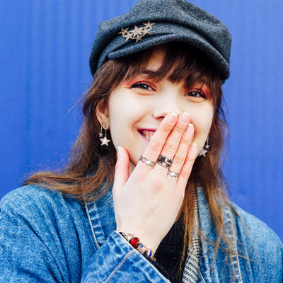 American Patriotic Celestial Star Necklace Earrings Set