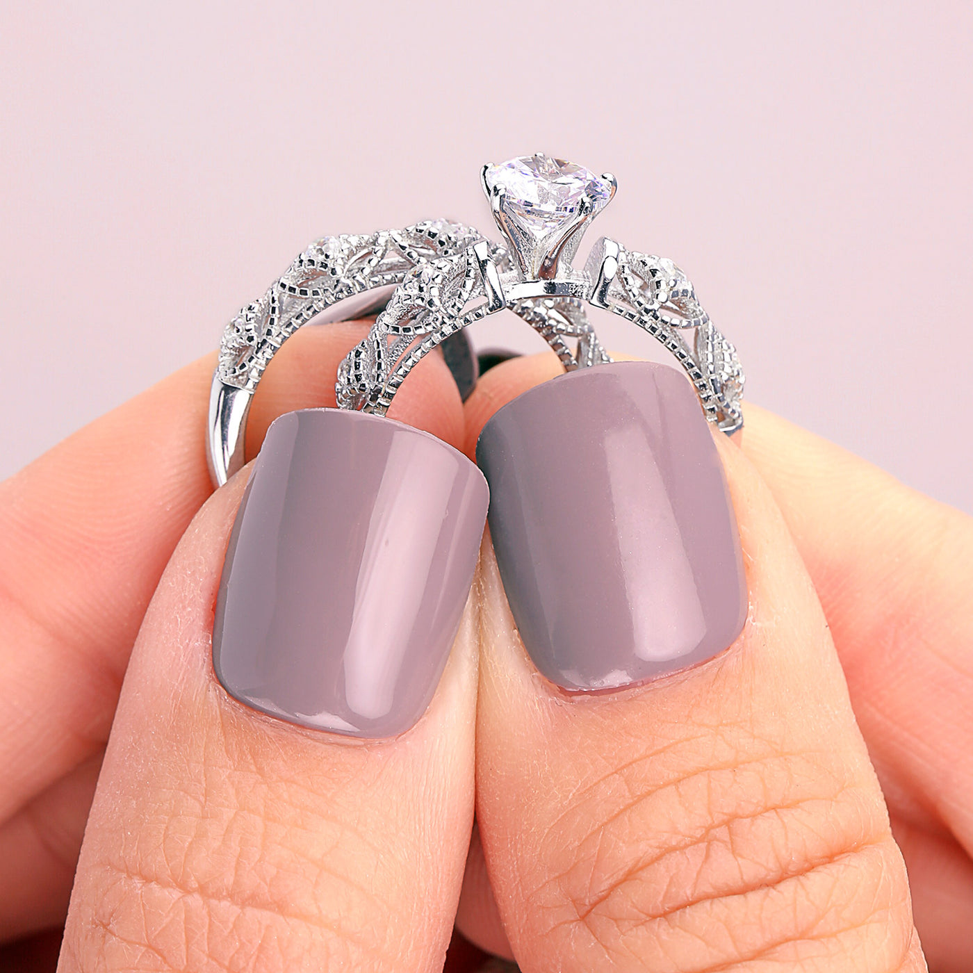 Antique Style Cocktail Statement Ring Milgrain CZ Solitaire