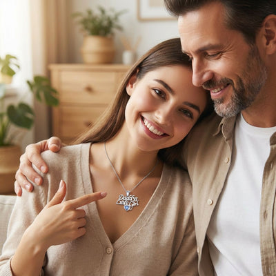 Inspirational Words 'Daddy's Little Girl' Opal Pendant Necklace Sterling Silver