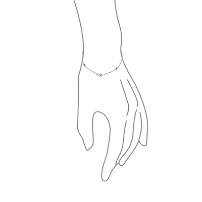 Tiny Minimalist Chain Link Bracelet with Evil Eye Charm CZ Sterling Silver - Bling Jewelry