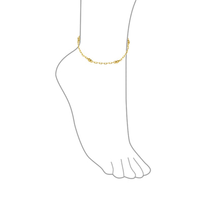 Boho Anchor Link Marina Chain Anklet Gold Plated Brass