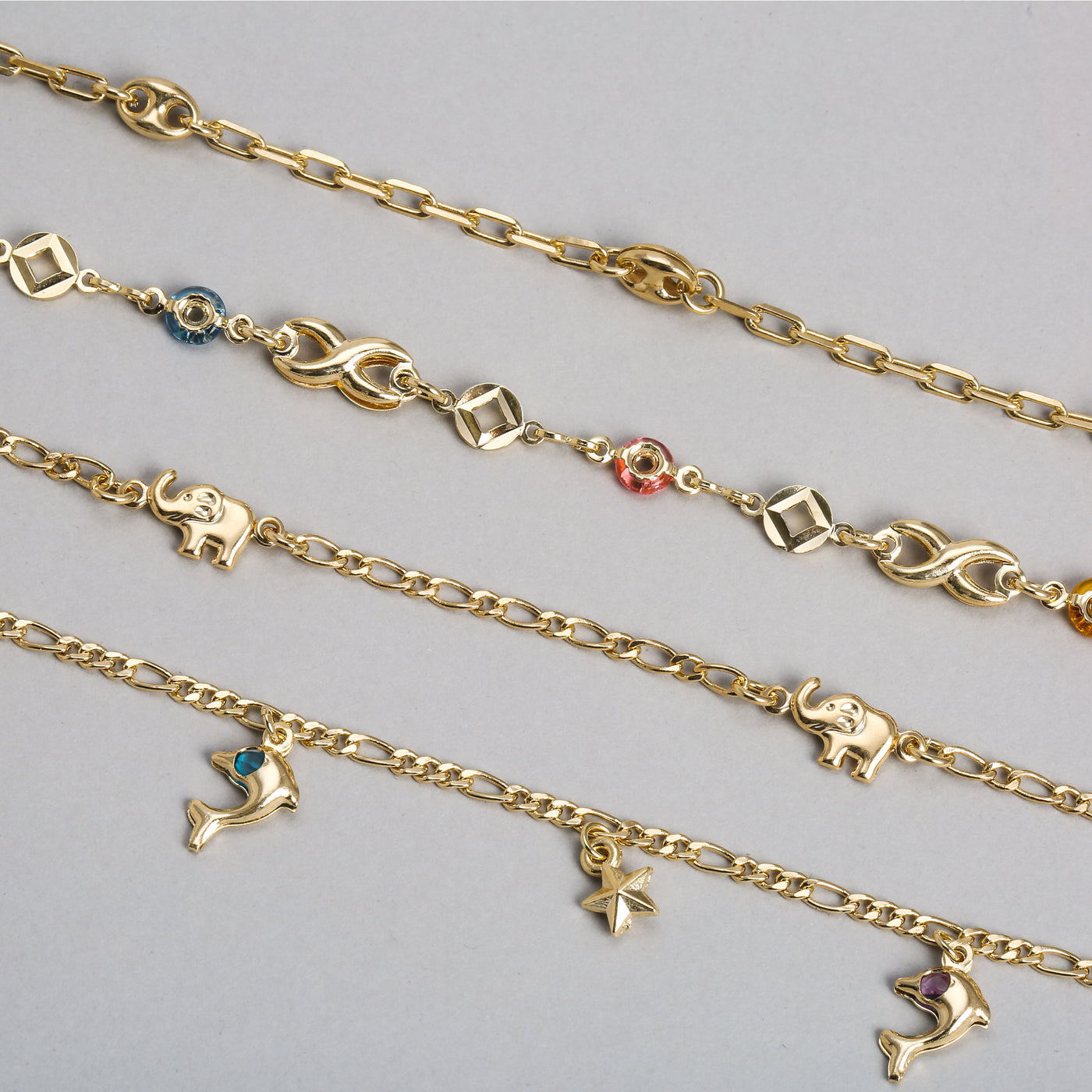 Boho Anchor Link Marina Chain Anklet Gold Plated Brass