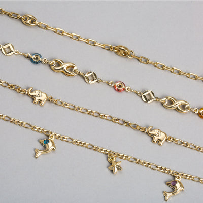 Boho Anchor Link Marina Chain Anklet Gold Plated Brass