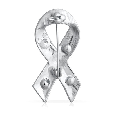 Set of 3 Crystal Ribbon Breast Cancer Survivor Brooch Pin - Bling Jewelry