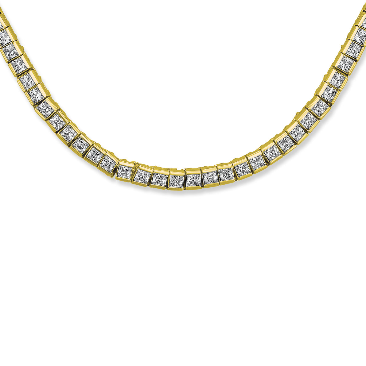 Princess Cut CZ Tennis Necklace & 1CT Solitaire Stud Earrings Set Gold Plated