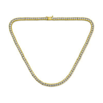 Princess Cut CZ Tennis Necklace & 1CT Solitaire Stud Earrings Set Gold Plated