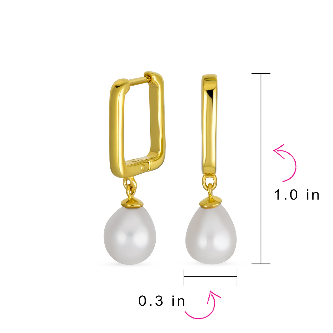 Bridal Baroque Pearl Bracelet & Teardrop Pearl Huggie Earrings Set Gold Plated
