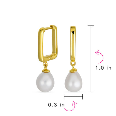 Bridal Baroque Pearl Bracelet & Teardrop Pearl Huggie Earrings Set Gold Plated