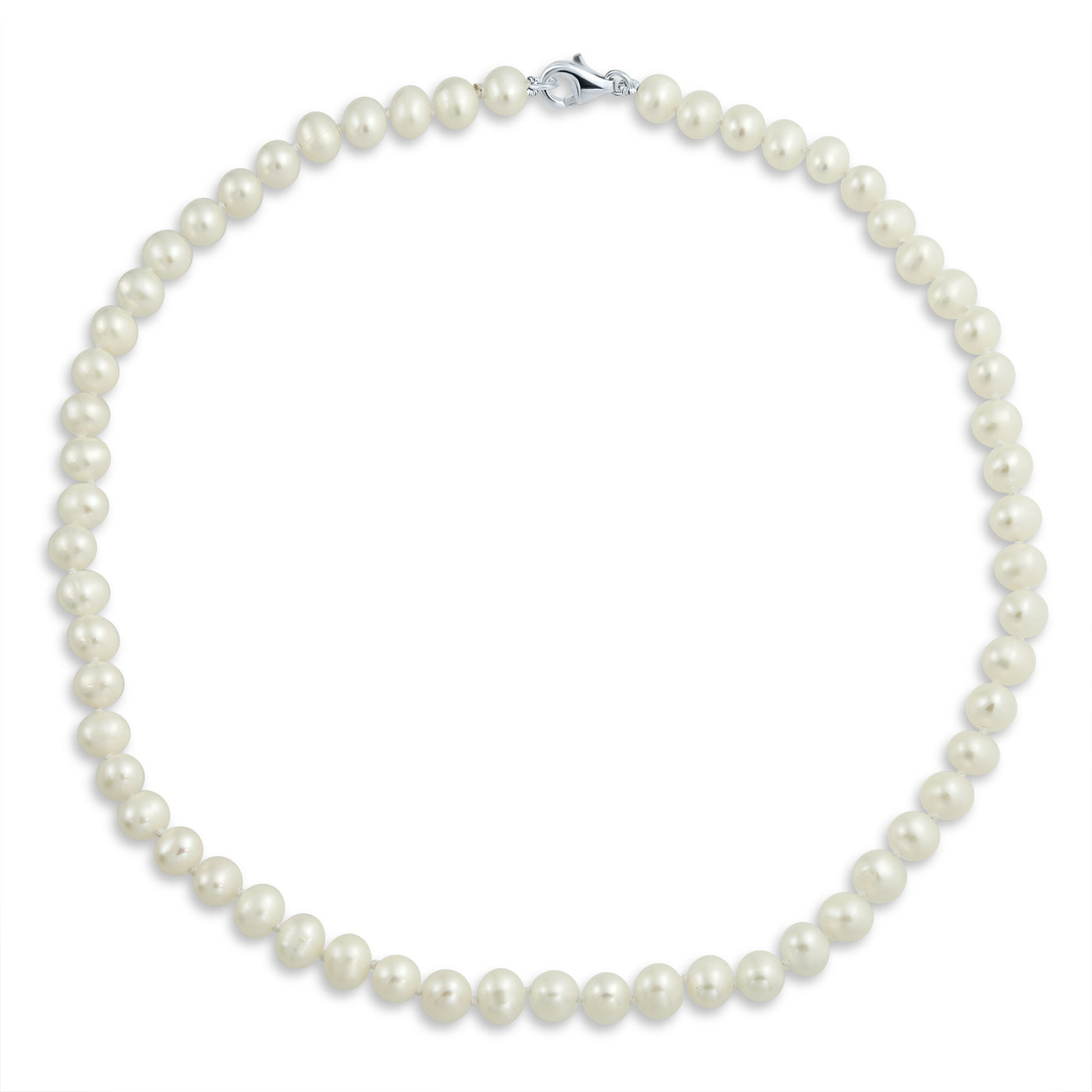 Classic Bridal 7MM White Freshwater Pearl Necklace & 8MM Drop Pearl Earrings Set
