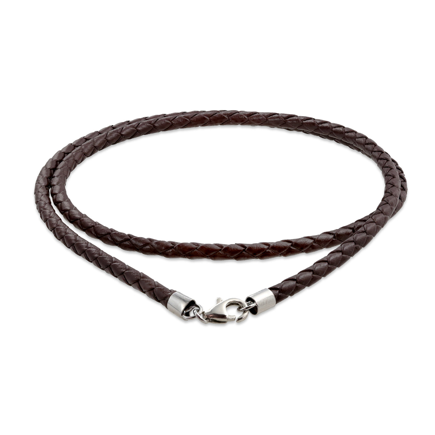 Set of 2 Black Brown Genuine Leather Braided Cord Necklace - Bling Jewelry