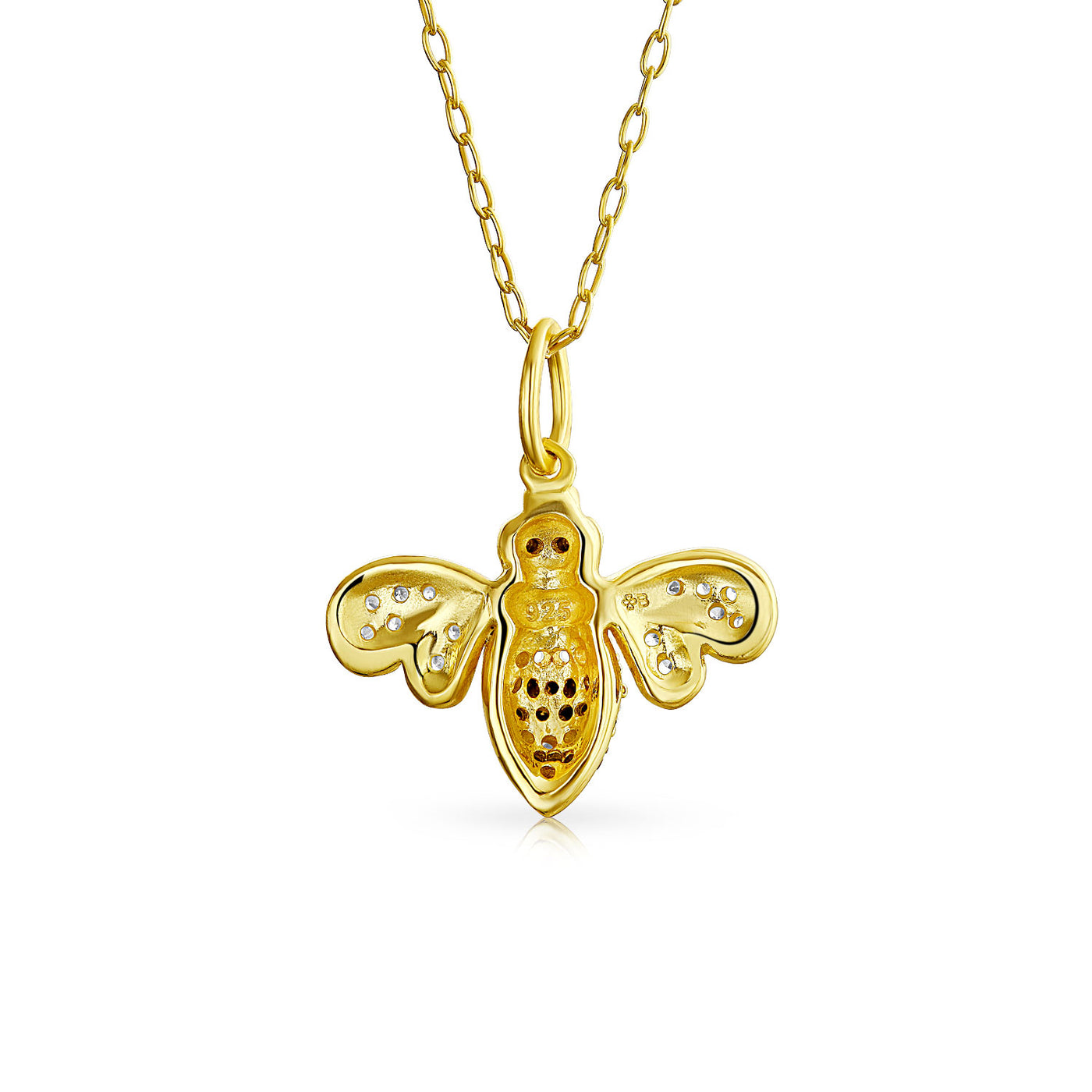 Bumble Bee Queen Bee Golden Black Pendant Necklace Gold Plated
