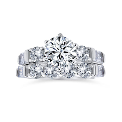 Classic Cathedral Cocktail Statement Ring Baguette CZ Side Stones 2 CT Solitaire