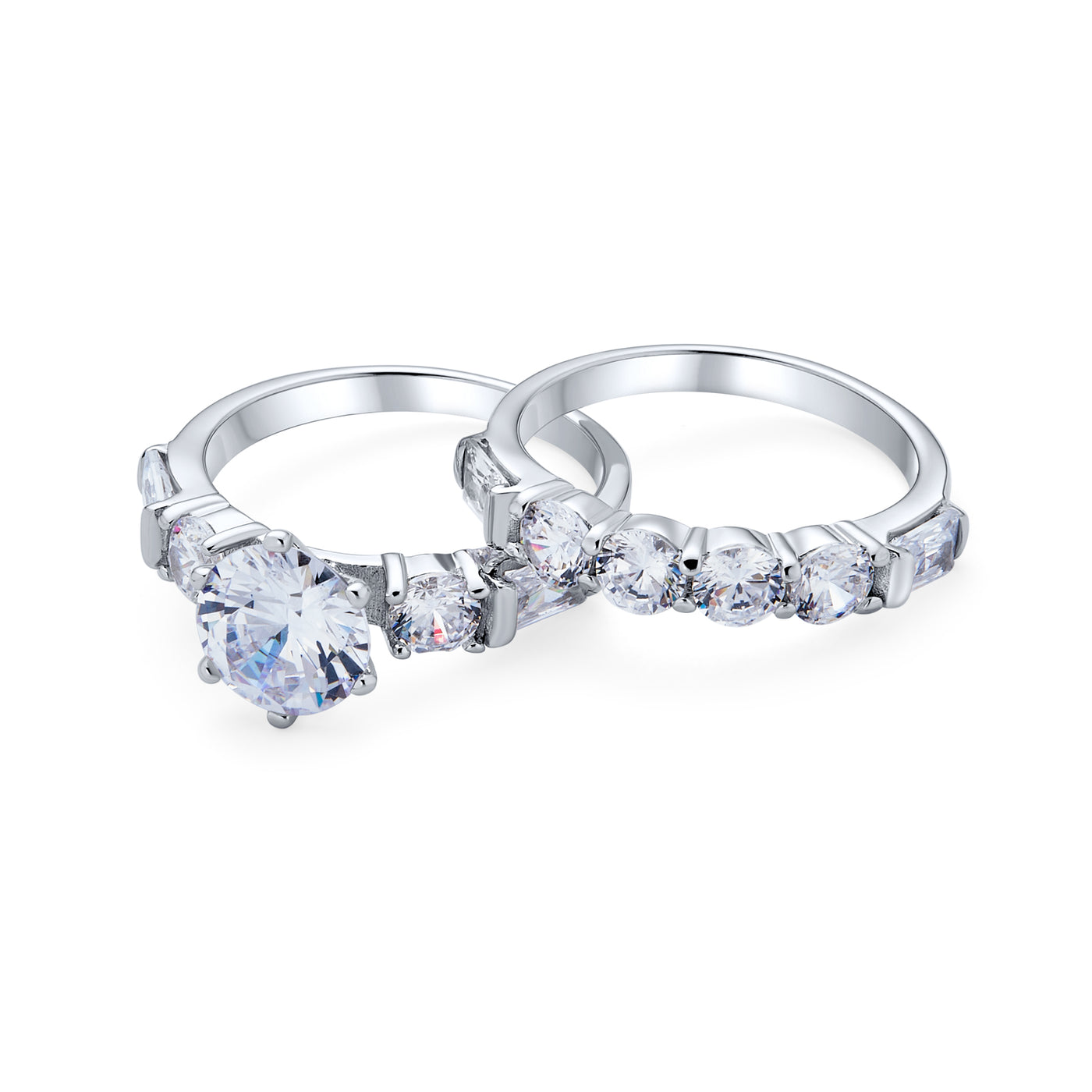 Classic Cathedral Cocktail Statement Ring Baguette CZ Side Stones 2 CT Solitaire