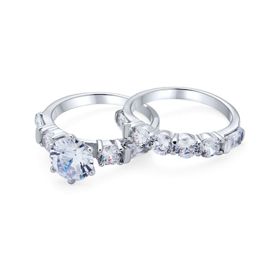 Classic Cathedral Cocktail Statement Ring Baguette CZ Side Stones 2 CT Solitaire