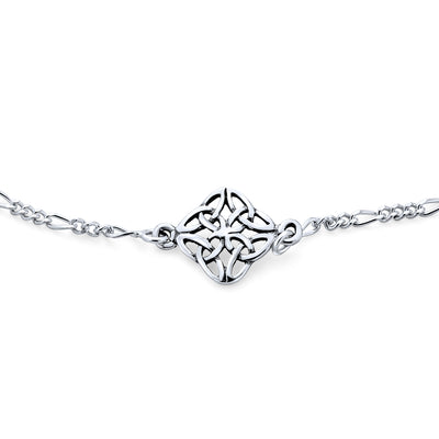 Celtic Knot Triquetra Love Knot Anklet Sterling Silver 9 to 10 In