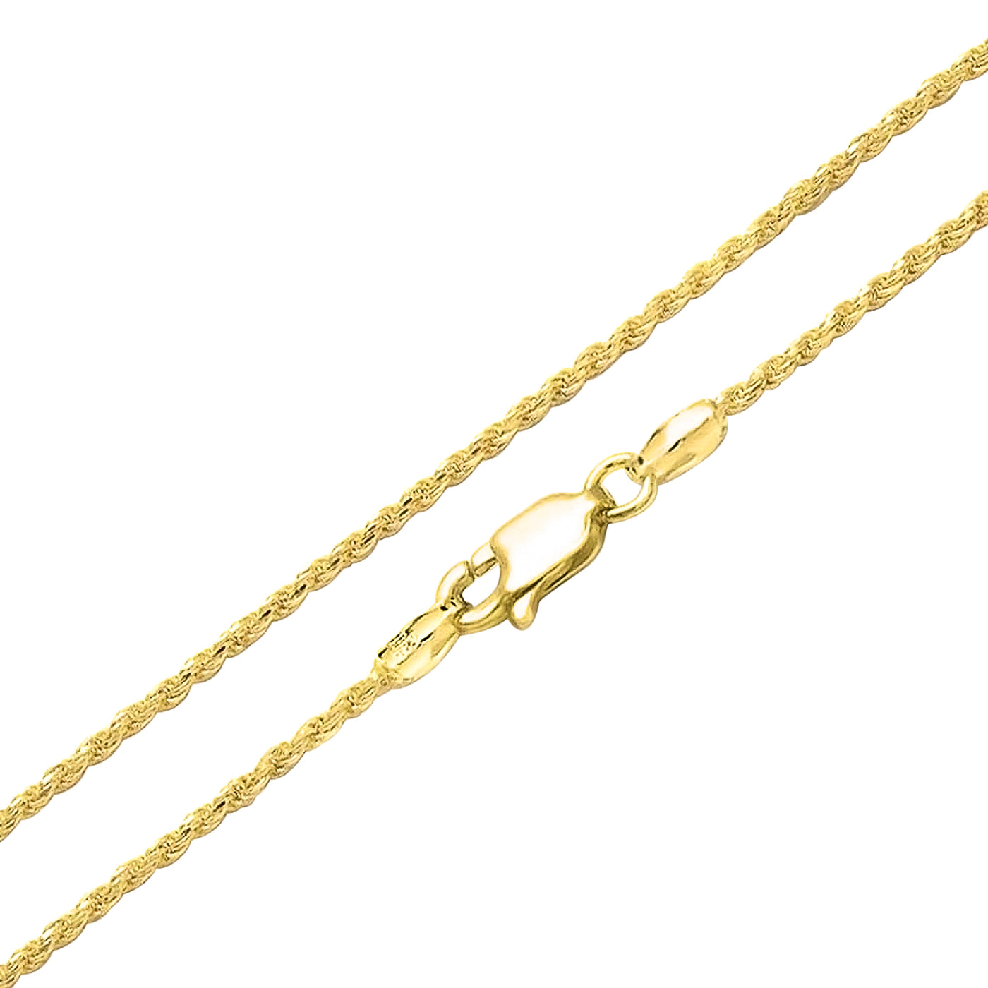 2MM 14K Gold Plated Sterling Silver Rope Chain Necklace - Bling Jewelry