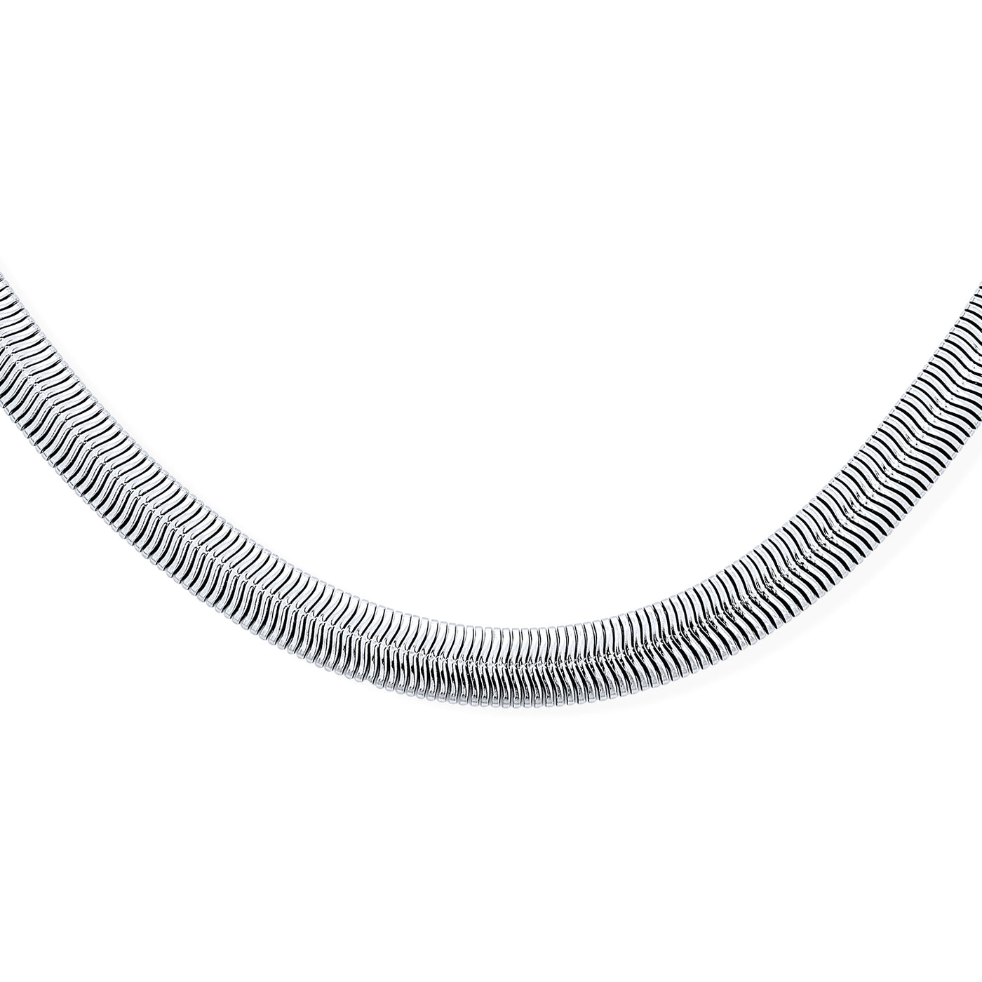 Wide Herringbone Flat Snake Flexible Chain Necklace Stainless Steel
