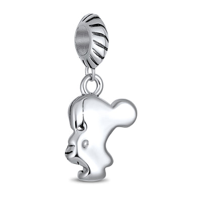 Set of 2 Cheerleader & Soccer Player Dangle Charm Bead Sterling Silver